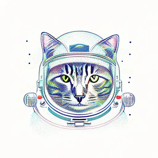 cat astronaut tattoo design idea