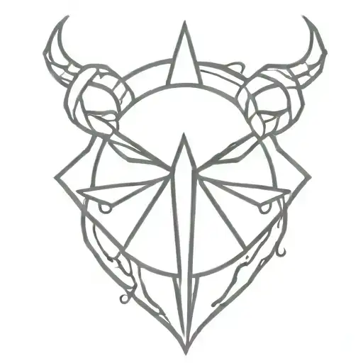 A minimalist tattoo of the Witcher medallion symbol intertwined with the Dark Souls bonfire icon tattoo design idea