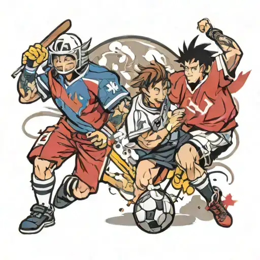 A sports jersey with anime characters playing the sport tattoo design idea