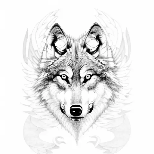 wolf with wings for they back tattoo design idea