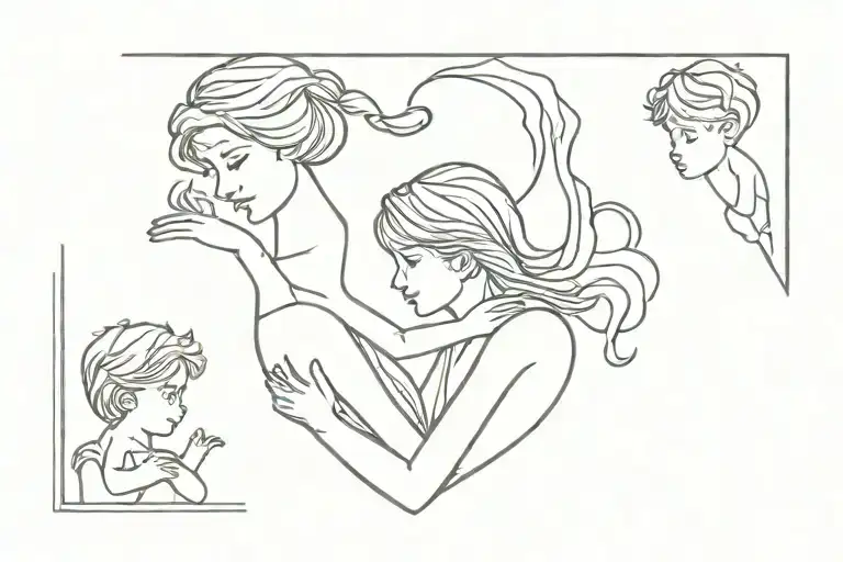 mother and two sons tattoo design idea