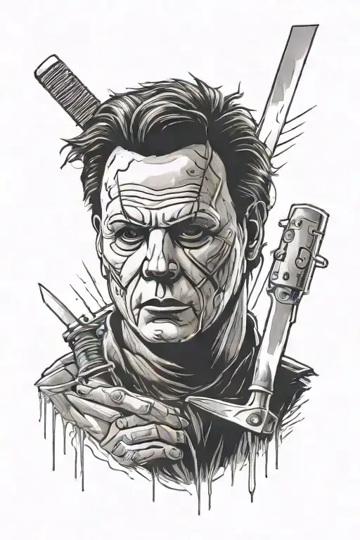 Michael Myers avec couteau tattoo design idea