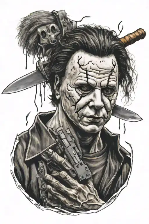 Michael Myers avec couteau tattoo design idea