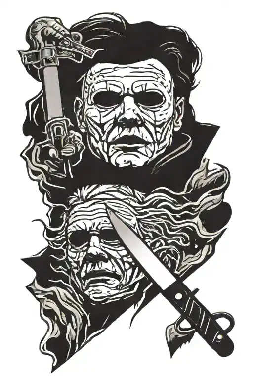 Michael Myers avec couteau tattoo design idea