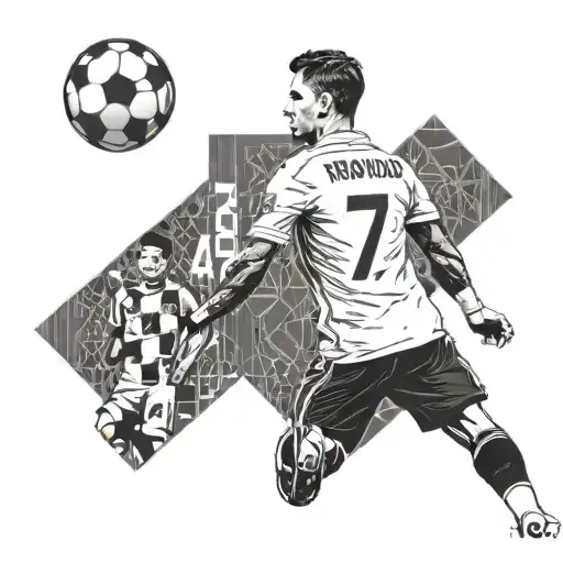 A stylized football with Cristiano Ronaldo's jersey number incorporated into the design tattoo design idea