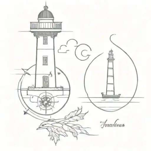 lighthouse and compass  tattoo design idea