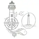 lighthouse and compass  tattoo design idea