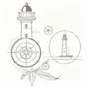 lighthouse and compass  tattoo design idea