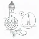 lighthouse and compass  tattoo design idea