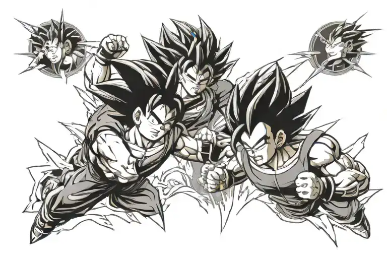 Goku versus Vegeta tattoo design idea