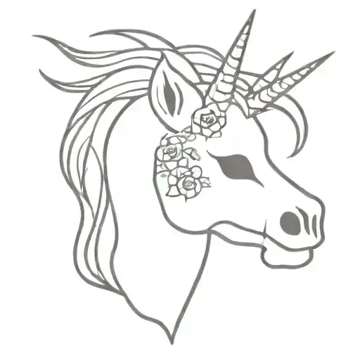 skull cute  unicorn tattoo design idea