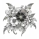 Sunset with flowers tattoo design idea