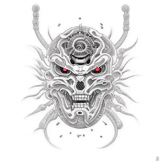 cybernetic horror tattoo design idea