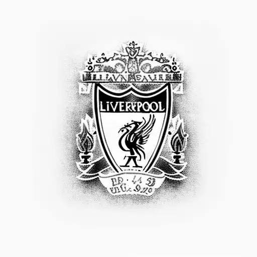 liverpool football club, with flames and a robin bird tattoo design idea