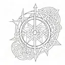 A dark cyber sigil incorporating elements of gothic architecture tattoo design idea
