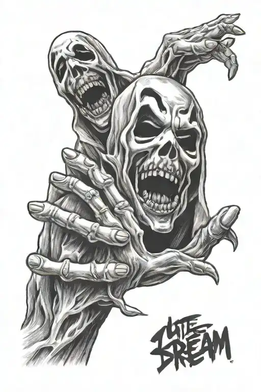 Ghostface (scream) holding hands tattoo design idea