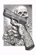 Scream holding a glock 19 tattoo design idea