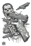 Scream holding a glock 19 tattoo design idea