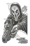 Ghostface (scream) holding a glock 19 tattoo design idea