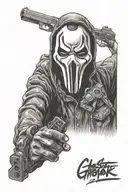 Ghostface (scream) holding a glock 19 tattoo design idea