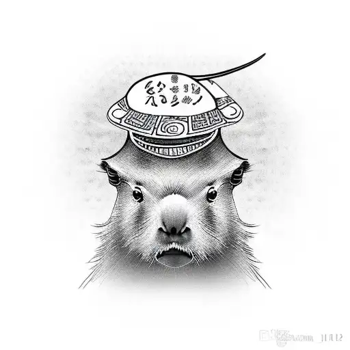 capybara with a fancy hat tattoo design idea