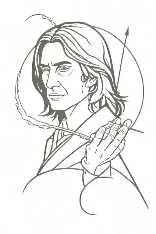 Severus Snape wand casting a spell tattoo design idea