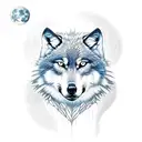 wolf and moon tattoo design idea