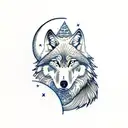 wolf and moon tattoo design idea
