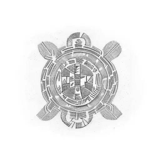 Haitian taino symbols in which in the smybolen the date 28.02.1969 is hidden underneath with a course or fade then a Ger tattoo design idea