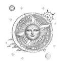 Celestial, sun and moon, elegant, heart, jewelry, libra, love, aphrodite tattoo design idea