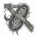 Viking rune inscription intertwined with bear paw prints tattoo design idea