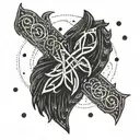 Viking rune inscription intertwined with bear paw prints tattoo design idea