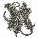 Viking rune inscription intertwined with bear paw prints tattoo design idea