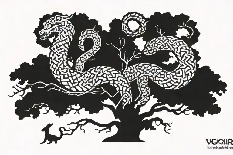 vegvisir jormungandr tree norse tattoo design idea