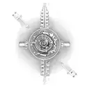 A V8 engine with gears made up of famous landmarks from around the world tattoo design idea