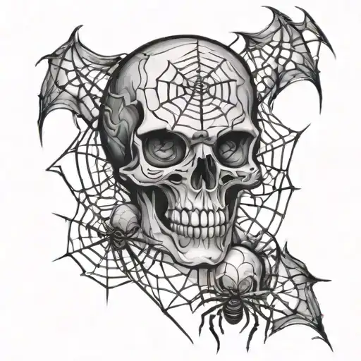 skulls and spider web design tattoo design idea