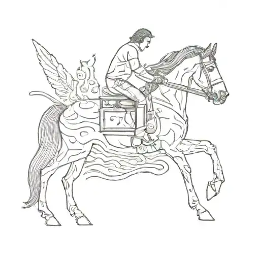 A barista brewing coffee on a horse's back tattoo design idea