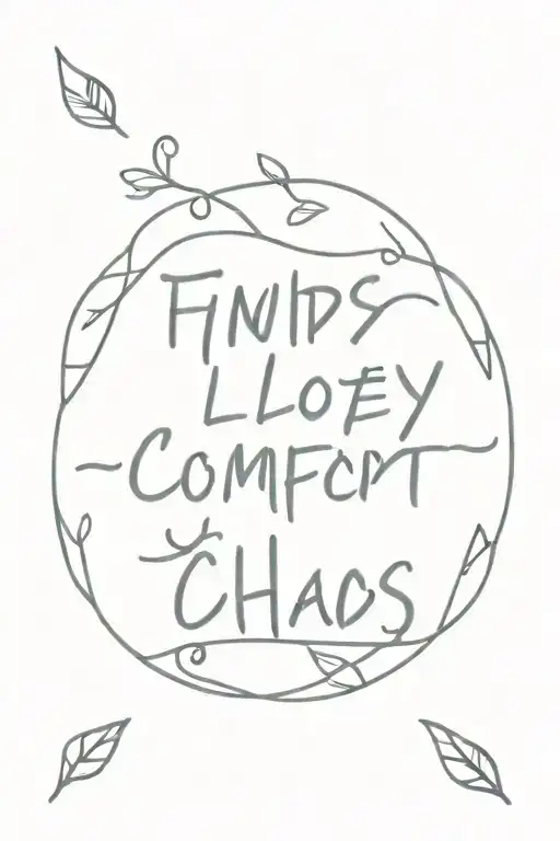 words lovey to sit between comfort and chaos  tattoo design idea