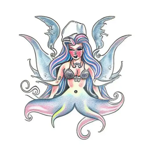 warsaw mermaid witcher and breast cancer tattoo design idea