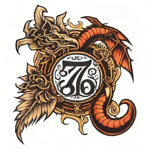 777 and 666 symbols incorporated tattoo design idea