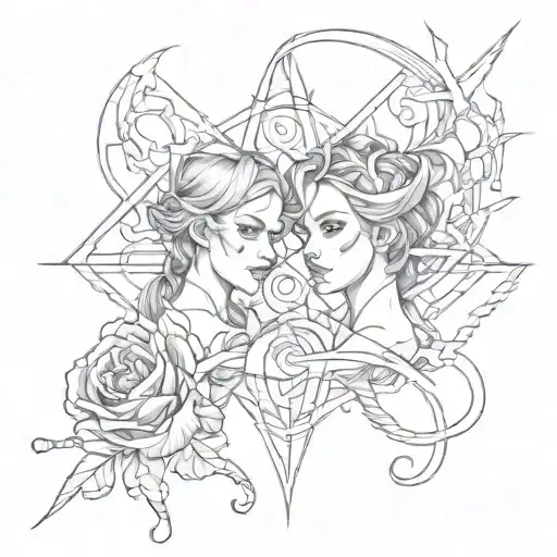 777 and 666 intertwined  tattoo design idea