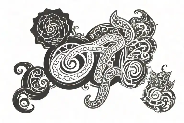 777 and 666 number tattoo design idea