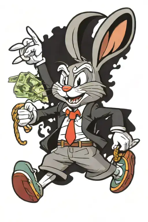 cartoon money bugs bunny tattoo design idea