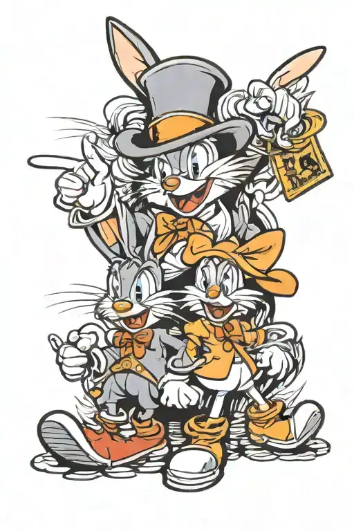 Scrooge McDuck Bugs Bunny Lola Bunny tattoo design idea