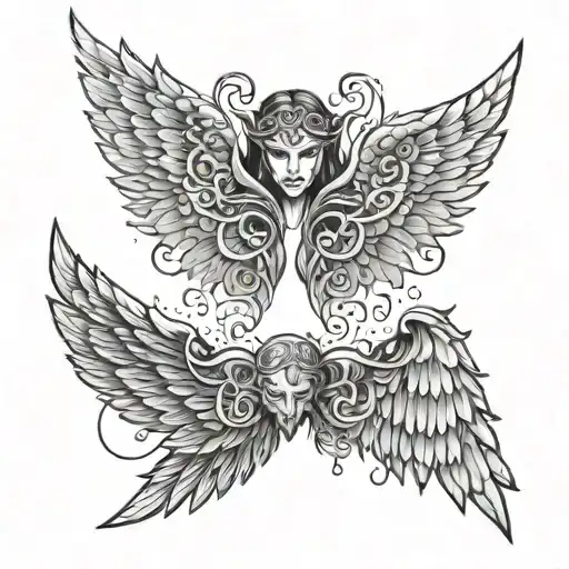 devil and angel wings tattoo design idea
