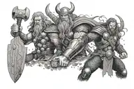 Thor ve wiking war old gods tattoo design idea