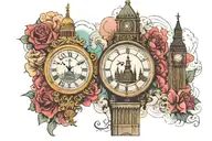 Big Ben and Kremlin separated by Saint Petersburg's Troitsky raised bridge  tattoo design idea