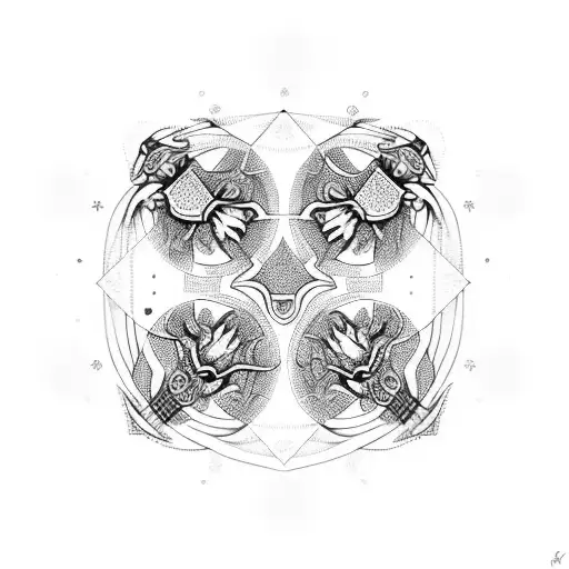 scorpio and virgo combination circle tattoo design idea