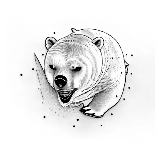 tattoo of snoring polar bear and penguin, white and blue tattoo design idea