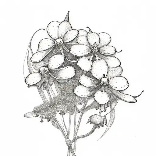 lily of the valley and cosmos flower tattoo design idea